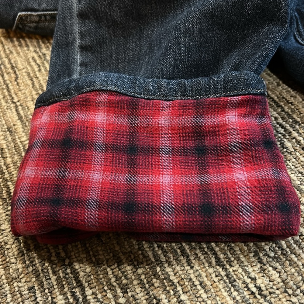 EDDIE BAUER Boyfriend Relaxed Buffalo Flannel Lined Jeans 8 - Picture 6 of 9